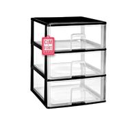 Cajonera Plástico 3 Cajones Negro - Organizador Almacenamiento Ropa Dormitorio Escritorio - 37x38x47.3cm - Montaje Fácil - COM-FORT HOUSE