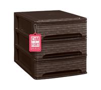 Cajonera Plástico 3 Cajones Wengue - Organizador de Escritorio, Mini Cajonera para Papeles y Material de Oficina, Organizador de Documentos 355 x 265 x 265 mm