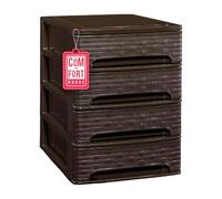 Cajonera Plástico 4 Cajones Modelo Bambú color Wengue - Organizador de Escritorio, Mini Cajonera para Papeles y Material de Oficina, Organizador de Documentos 355 x 265 x 350 mm