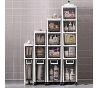 Cajones de almacenamiento apilables, estrechos, para papel higiénico, organizador de baño delgado con 2/3/4 niveles, solución de almacenamiento para espacios pequeños