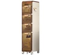 Cajones de almacenamiento estrechos de plástico con ruedas, gran capacidad, para baño y cocina, torre de ahorro de espacio, elegante diseño blanco y marrón