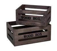 Cajones de madera set 2 piezas marron 20x13x09-16x11x08h cm