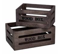 Cajones de madera set 2 piezas marron 20x13x09-16x11x08h cm
