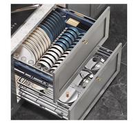 Cajones Extraíbles De 2 Niveles Para Gabinetes De Cocina, Acero Inoxidable Cesto Extraíble Almacenamiento En Estantes Con Escurridor Para El Hogar Baño, Instalación De Cajones((WxDxH)35x48x18.5cm)