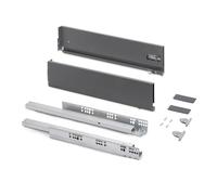 Cajones extraibles para cocina Vertex, regulación 3D, H 131mm, 40kg, espesor tablero 18mm, profundidad 500mm, Acero, Gris antracita