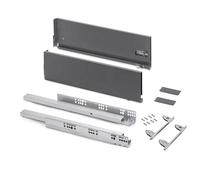 Cajones extraibles para cocina Vertex, regulación 3D, H 178mm, 40kg, espesor tablero 18mm, profundidad 500mm, Acero, Gris antracita