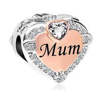 CaJoYo Abalorio de corazón de cristal con piedra natal de enero a diciembre para pulsera para madre, madre, hermana, abuela, esposa, novia, regalo, Cobre, vidrio