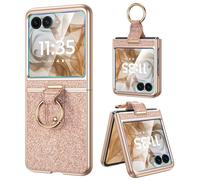 Caka Funda brillante para Motorola Razr 2024/2025 (no para Plus), con soporte para anillo de dedo y protector de pantalla integrado, funda protectora delgada y delgada a prueba de golpes para Moto