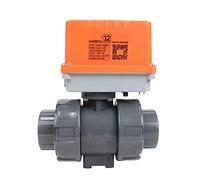 CAKADIXIY Válvula de Bola eléctrica DN15 1/2in 2 vías, Doble unión AC220V, válvula plástico Upvc for Tratamiento Agua, 1 Uds