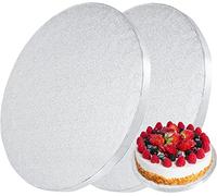 Cake Board Base Redonda Ø30cm x 13mm de Cartón Tableros Redondos para Tartas Juego de 2 Bases Carton para Tartas para Bodas Fiestas de Cumpleaños Decoración de Pasteles (Plata)