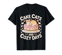 Cake Cats and Cozy Days Cute Cat Vibes Estética Camiseta