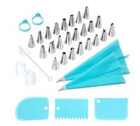 Cake Decorating Kit - 34 Pieces Baking Supplies, Reusable Washable Icing Bags and Tips Set with Nozzles and Scrapers for Dessert Decorating, Cupcakes, Cookiess, Pastry, Candy, Pie Baking