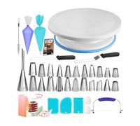Cake Decorating Supplies Kit - 64PCS Baking Set With Cake Turntable | Icing Piping Tips Frosting Pastry Tools | Reusable Bags Complete Baking Supplies Set For Beginners Professionals, Dishwasher Safe