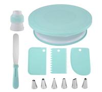 Cake Decorating Turntable - Food-Grade Rotating Cake Turn Table, Anti-Slip Pads | Includes 3 Icing Comb Scrapers, 1 Spatula, 6 Icing Piping Tips, Bakery Supplies