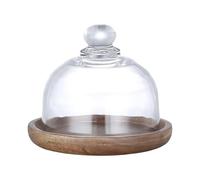 Cake Display Stand - Small for Dessert Presentation | Wooden Serving Tray with Clear Lid, Party Table Decor, Cupcake Cookie Fruit Kitchen Accessory for Birthday Wedding Event Celebrations