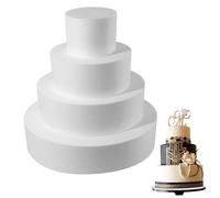 Cake Dummy 4PCS 4/6/8/10 pulgadas Pastel redondo DIY Bloque de poliestireno ligero reutilizable para exhibición de fiesta de cumpleaños de boda.