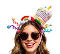 Cake Headband For Women - Adjustable Twisted Hair Band, Twistable Costume Headpiece, Comfortable Flexible Fashion Accessory, Decorative Celebration Headwear | Stylish Ladies, Parties, Dance, Themed Ev