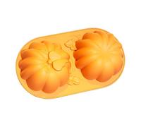 Cake Mold, Chocolate Mold, 2-Grid Pumpkin Shape Food-Grade Silicone Fall Baking Tool for Holiday Treats, Halloween Parties, Thanksgiving Gatherings, 10.75 Inches, Orange, 1-Piece