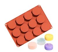 Cake Puck Molds - Silicone Baking Tray, 12 Cavity Circle Mould, Round Chocolate Disk Maker, Flexible Dessert Press, Kitchen Supplies Bakeware, Brown Non Stick Pan For Jelly Pudding Ice Treats