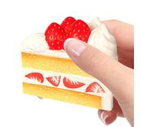 Cake Squeeze Toy, Strawberry Stress Fidget, 3.54x2.36 Inch Food Puzzle with Grip, Stable Play Supply with Balance, Professional Relax Design, Home Accessories for Adults Students Office Travel Party