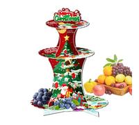 Cake Stand - 3 Tier Cupcake Holder for Christmas Parties, Holiday Gatherings with Festive Display, Dessert Rack for Home Dining Birthday Celebration, Cardboard Red Green Design