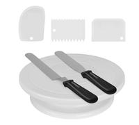 Cake Stand -rotating Cake Stand Set | 11 Inch Quiet Smooth Turntable With 3 Icing Scrapers And 2 Spatulas, Cupcake Decorating Kit For Home Kitchen, Parties, Baking, Pastry And Dessert Display
