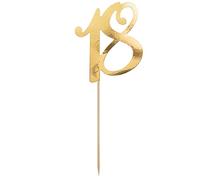 Cake Topper 18 Gold - Decoración para tarta de 18 cumpleaños | Decoración dorada para tarta de cumpleaños número 18, ideal para la mayoría de edad, mesa dulce y fiesta