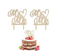 Cake Topper,2 Piezas Topper Tarta Boda Mrs Mr Madera Topper para Tartas Boda de Madera Decoración para Tarta de Boda de Compromiso Mr y Mrs Cake Topper de Madera de Boda Decoración de Tarta de Fiesta