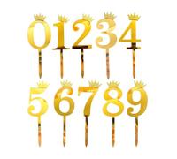 Cake Topper - Decorative Cupcake Decor 0-9 Numbers Cake Topper, Happy Birthday | Decoration For Graduation Wedding Retirement 7.28x1.97 InchMen Women Family Party Supplies Gold Acrylic Set