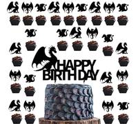 Cake Topper Dragon, 25 Piezas Dragon Cupcake Topper Decoración de Pastel Ldeas de Fiesta de Cumpleaños Knight, Adorno de Pastel de Bricolaje