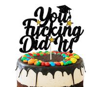 Cake Topper Graduation You Did It - Decoración para tartas de grado negro y dorado