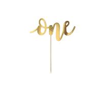 Cake Topper One 19 cm - Decoración de cumpleaños para 1 año - Decoración para tarta de cumpleaños infantil - Decoración para tarta de cumpleaños - dorado