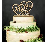 Cake Topper,Topper para Tartas Mr y Mrs Cake Topper de Madera de Boda Decoración de Tarta de Fiesta