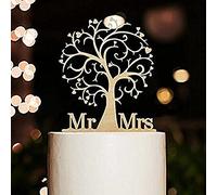 Cake Topper,Topper para Tartas Mr y Mrs Cake Topper de Madera de Boda Decoración de Tarta de Fiesta