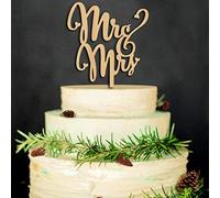 Cake Topper,Topper para Tartas Mr y Mrs Cake Topper de Madera de Boda Decoración de Tarta de Fiesta