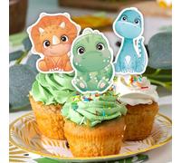 Cake Toppers Dinosaurio 12 piezas, Adornos para Tartas y Cupcakes,Decoración Fiesta de Cumpleaños Infantil, Kit Dinosaurios para Pasteles y Muffins