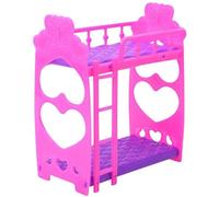CAKEEYUM 1 Unidad de Muebles para casa de muñecas, Cama Doble, Estructura de Cama de plástico, litera, Juego de Muebles de Dormitorio para muñecas Kelly, casa de, Rosa y Morado, 3.5 Pulgadas