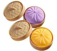CAKEEYUM 2 Bolas de estrés con Bola de Masa Gigante de 3.9 x 2.2 Pulgadas con Cesta de Vapor, Juguete para aliviar el estrés para Juego sensorial y diversión inquieta, Color Morado + Amarillo