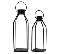 CAKEEYUM 2 Piezas Linternas de Velas Decorativas 16/12 Alto Vintage Black Lantern Holders Metal Holders para la decoración del hogar de Bodas al Aire Libre sin Velas sin