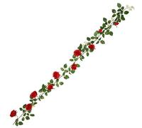 CAKEEYUM 20LED 6.5ft Artificial Flower Rose Vine String Lights, Battery Powered Rose Flower Garland Plant Fairy Light for Valentine's, Wedding Decoration (Red)