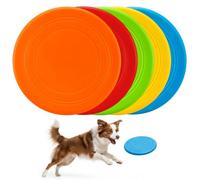 CAKEEYUM 5 Pack Dog Flying Discs, Soft Floating Puppy Toys for Training, Interactive Dog Toys, Outdoor Fetch Toy for Small Medium Dogs (Orange, Red, Green, Yellow, Blue) Flying Discs, Disc