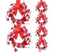 CAKEEYUM 6 Piezas de Corona pequeña de San Valentín, Mini Corona de San Valentín con Lazo para Puerta de gabinete, decoración del hogar, Pared de Granja, decoración de Ventana de Cocina (Rojo)