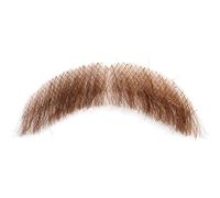 CAKEEYUM Barba falsa 4x1 '' cabello humano ligero con malla invisible, manillar realista de bigote espeso bigote de piel varonil para la piel para hombre disfraz de cosplay de Halloween, marrón