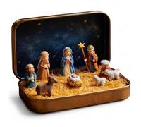 CAKEEYUM Belén navideño 3D, pequeño Pesebre en Caja de hojalata, Regalos religiosos de Navidad para Hombres, Mujeres y niños, Conjunto de decoración Interior, Escena, Escena