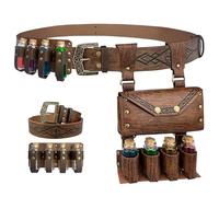 CAKEEYUM Cinturón de poción, bolso de cinturón de cuero PU con botellas de poción, bolsa de cuero medieval renacentable ajustable para el disfraz de cosplay de Halloween
