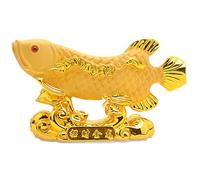 CAKEEYUM Decoración de Pescado Resina Riqueza Arowana Fish Feng Shui Decoración de la Estatua Dorada Figura de la Estatua para el automóvil Feng Shui Home Car