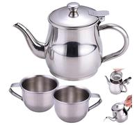 CAKEEYUM El Juego de té para niños Incluye una Tetera portátil de Pico Largo de Acero Inoxidable de 330 ml con Pantalla de Filtro y 2 Tazas de 70 ml para Regalos para niños Juego de té para, Tete