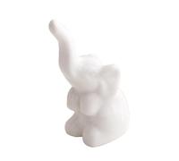 CAKEEYUM Estatua de Elefante, 3.5 x 1.6 Pequeña Figura de Elefante de cerámica, Figuras Creativas de Elefantes Elegantes, decoración de Feng Shui de Suerte, decoración de Moderno Blanco para estantes