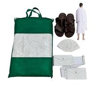 CAKEEYUM Ihram para Hombres Umrah, Ihram islámico para Hombres Incluye Toalla Hajj sin Costuras, Pantuflas, riñoneras con cinturón, Sombrero Kufi para Umrah, para, Ehram para, cinturón, para mí