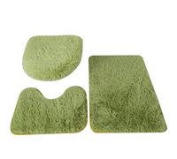 CAKEEYUM Juego de Alfombra de baño 3 Piezas, Alfombra de baño Verde Suave Absorbente de Agua, de Inodoro en Forma de U sin Deslizamiento, Cubierta de Asiento de Inodoro Lavable para